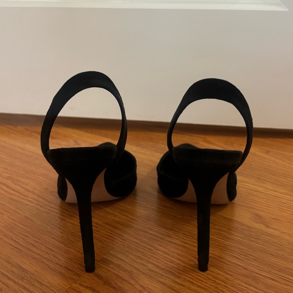 SCHUTZ Black Pointed-Toe Suede Slingback Heels - Picture 4 of 6